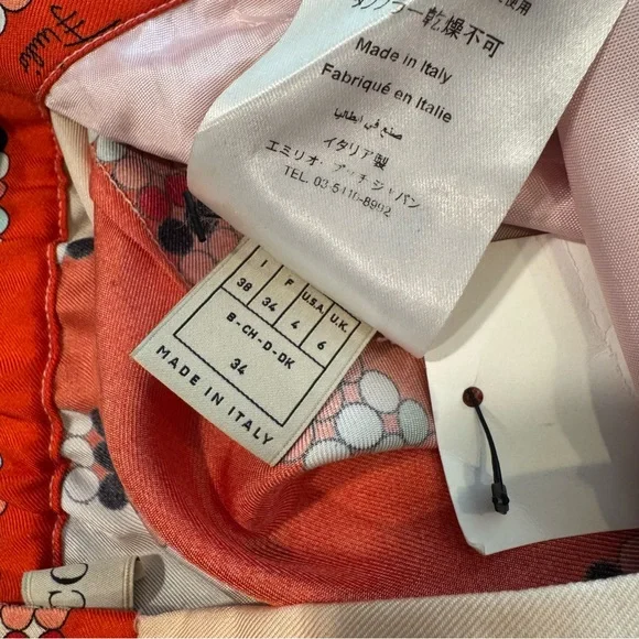 Emilio Pucci 100% Silk Vintage Multicolor Red Striped Print Pants - Picture 13 of 14